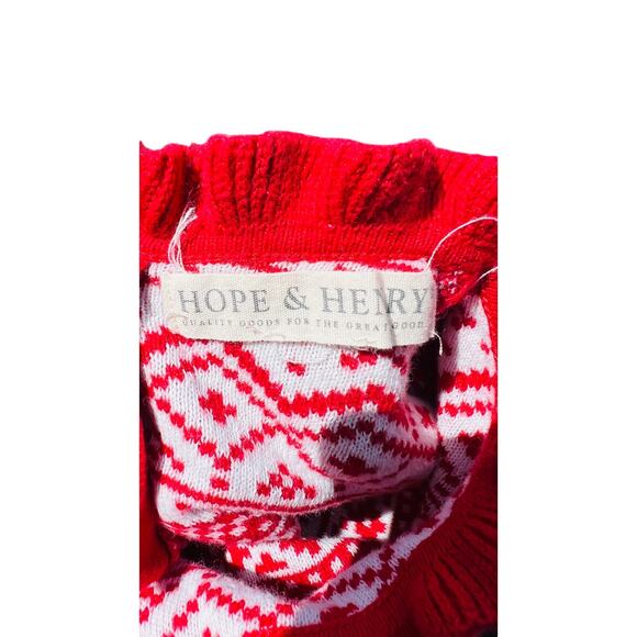 🧣 Hope & Henry Red Fair Isle Knit Peplum Dress Girls Toddler Holiday Style - Picture 4 of 4